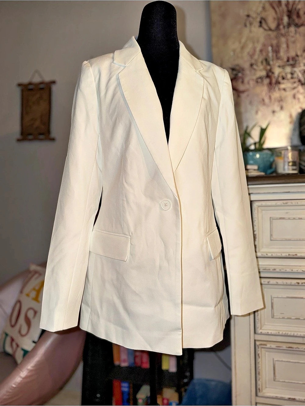 The Drop Blake Long Blazer Women'Small White Small NWT
